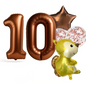 1st Birthday Balloon Set – Squirrel Foil, Confetti, Star & Bronze Number