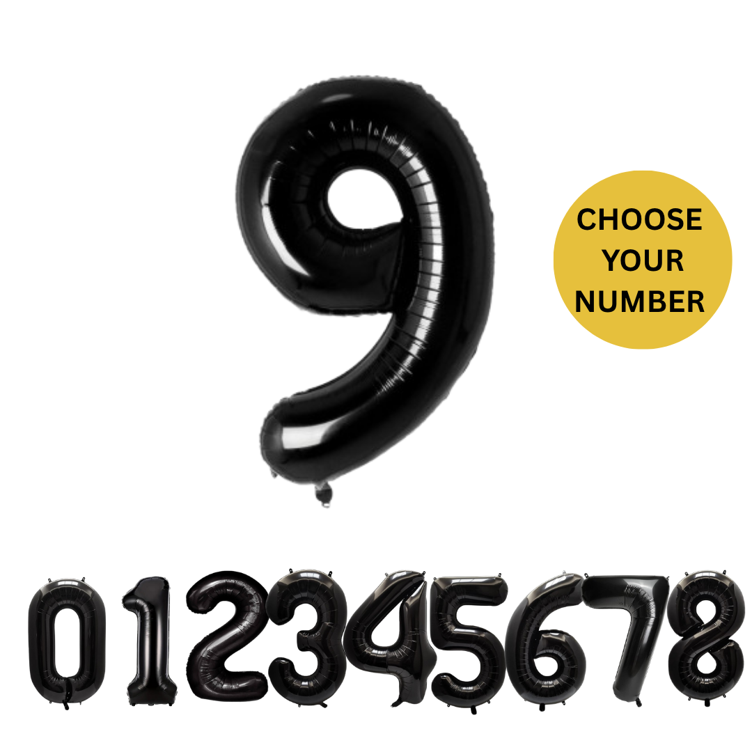 40" Black Number Balloons Foil Helium/Air | Giant Self Inflating Birthday Party