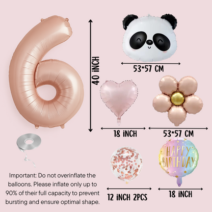 1st -9th Birthday Balloons Girl Set – Panda, Rose Gold Number, Party Decorations
