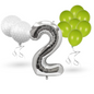 0-9 Golf Birthday Balloons Decoration Set | silver Foil Numbers + Golf Balloons