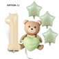 1st Birthday Balloon Set Number 1 with Bear Hearts & Stars Baby Party Decoration
