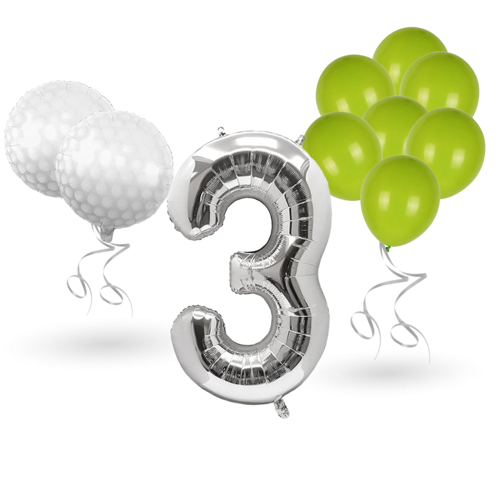 0-9 Golf Birthday Balloons Decoration Set | silver Foil Numbers + Golf Balloons