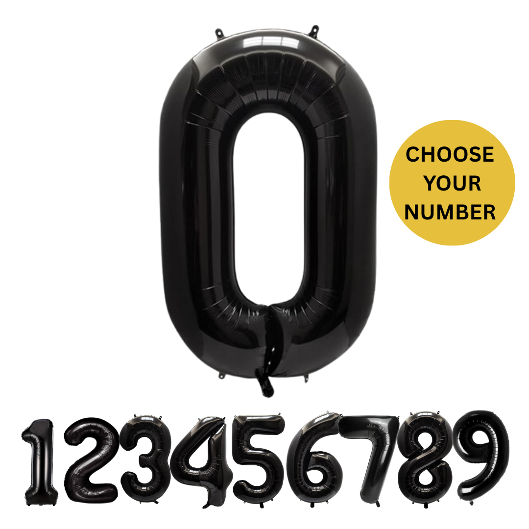 40" Black Number Balloons Foil Helium/Air | Giant Self Inflating Birthday Party