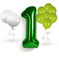 0-9 Golf Birthday Balloons Decoration Set | Green Foil Numbers + Golf Balloons