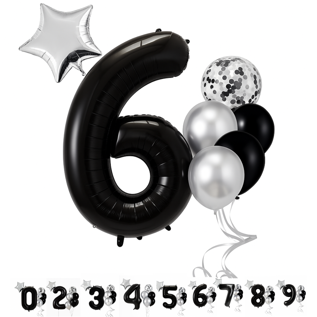 40" Black Number Balloons Foil Helium/Air | Giant Self Inflating Birthday Party