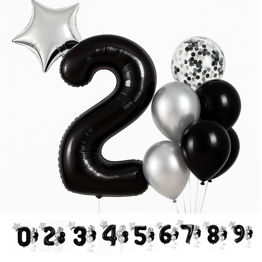 40" Black Number Balloons Foil Helium/Air | Giant Self Inflating Birthday Party