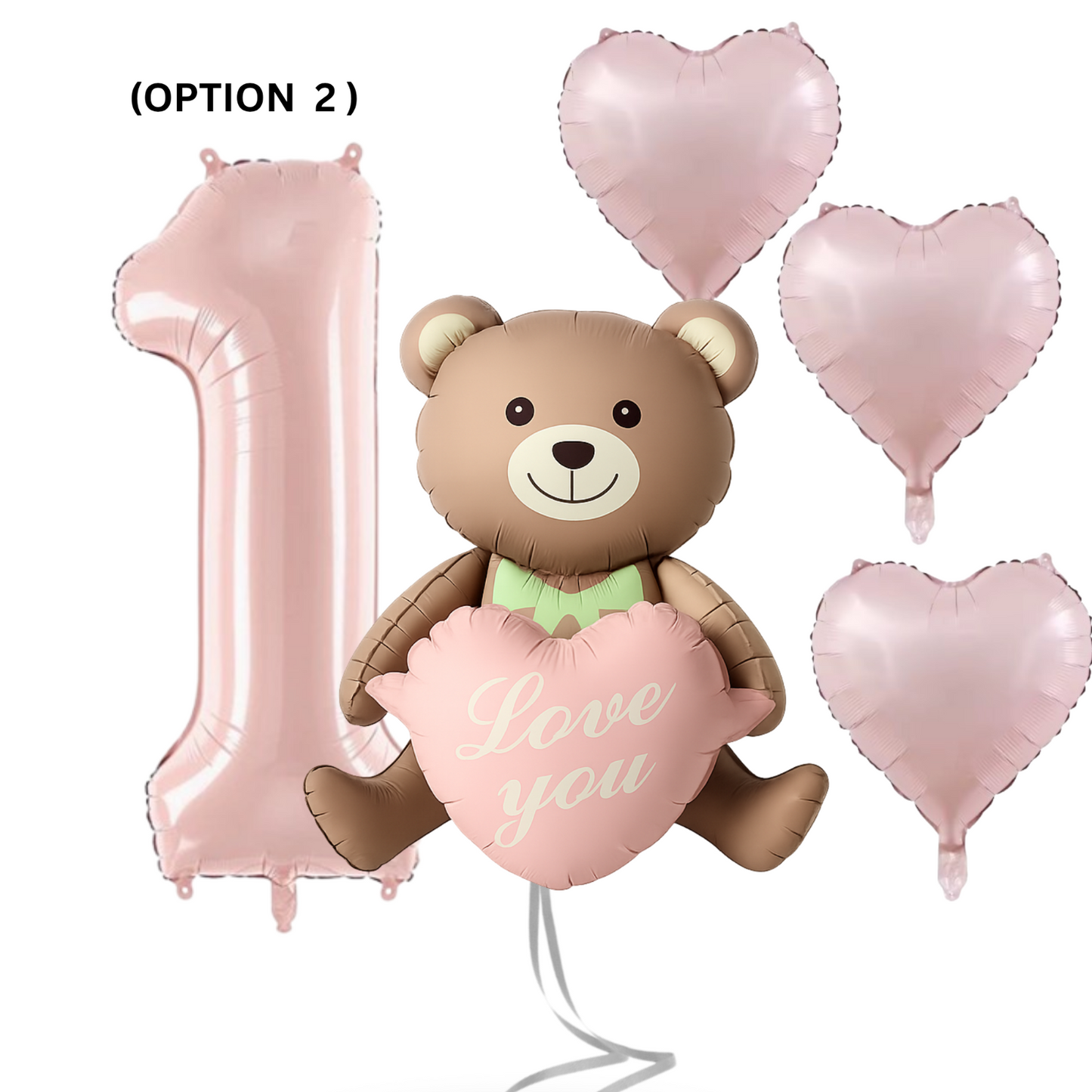 1st Birthday Balloon Set Number 1 with Bear Hearts & Stars Baby Party Decoration