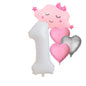 Foil Number Balloons Set 1-9 Helium Balloons for Girls Birthday Pink & Silver