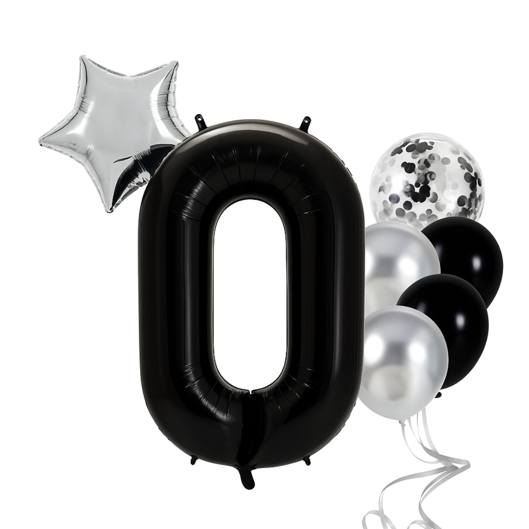 40" Black Number Balloons Foil Helium/Air | Giant Self Inflating Birthday Party