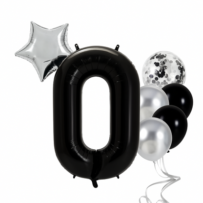 40" Black Number Balloons Foil Helium/Air | Giant Self Inflating Birthday Party