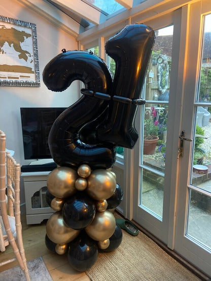 40" Black Number Balloons Foil Helium/Air | Giant Self Inflating Birthday Party