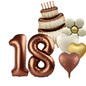40'' Matte Brown Balloons Set  Numbers 18 21 15 30 / Cake Hearts Flower Shapes