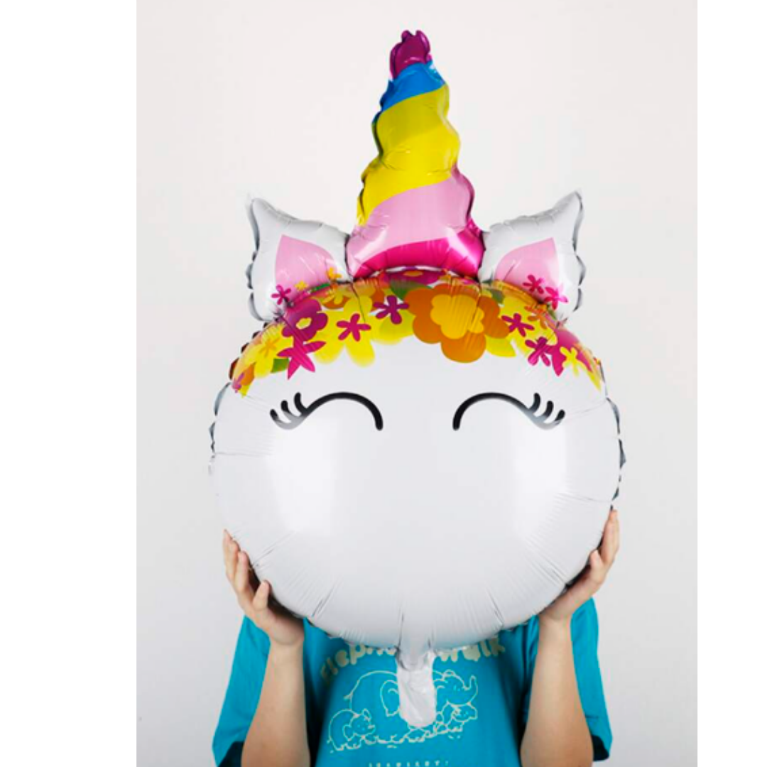 Unicorn Face Balloon 34" – Rainbow Foil Balloon for Party Decorations Theme
