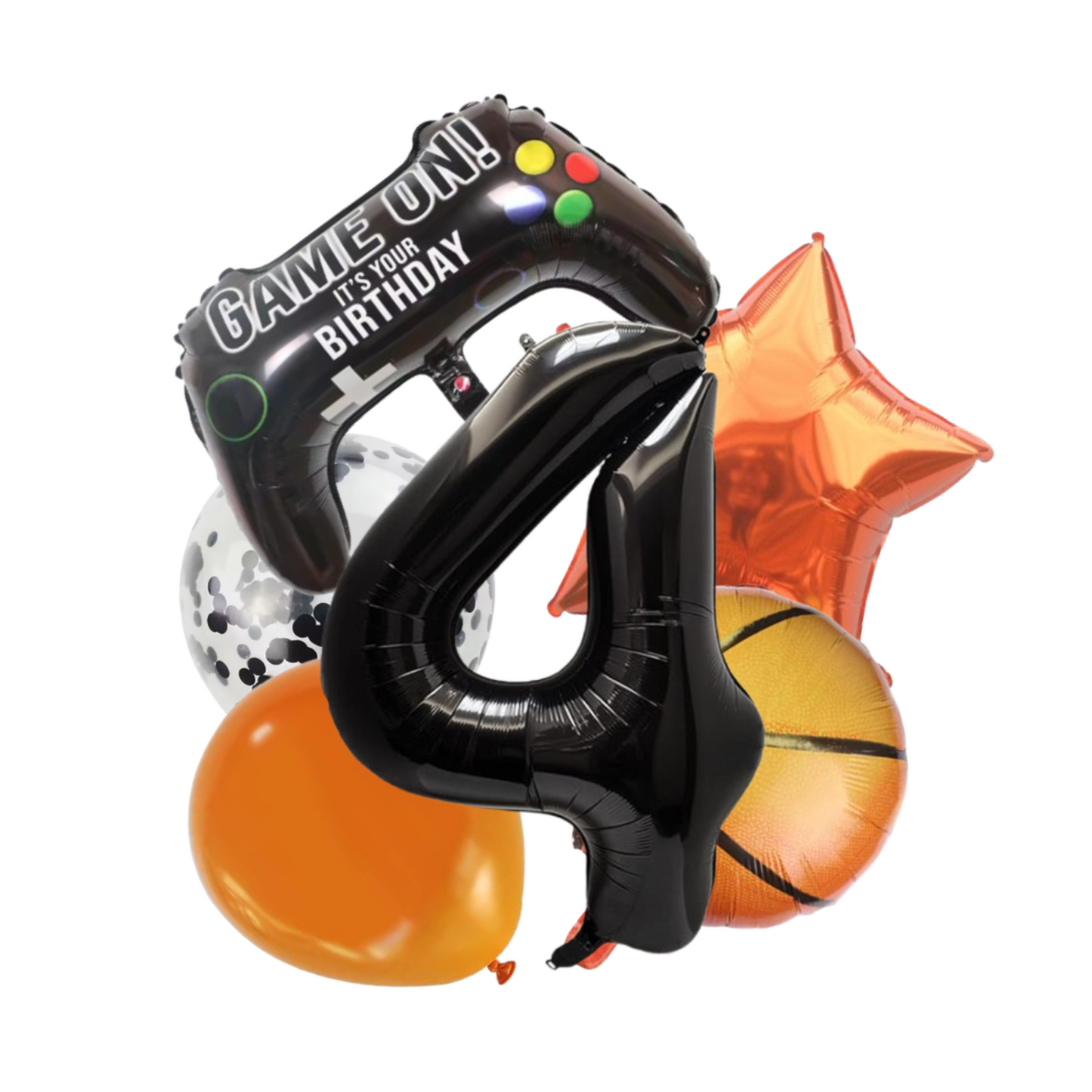 1-9 Birthday Balloon Set Gamer Sports Theme Foil Number Balloons Controller Bask