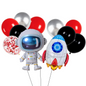 Astronaut Rocket Balloons Set | Space Party Decor | Galaxy Foil Stars spaceman