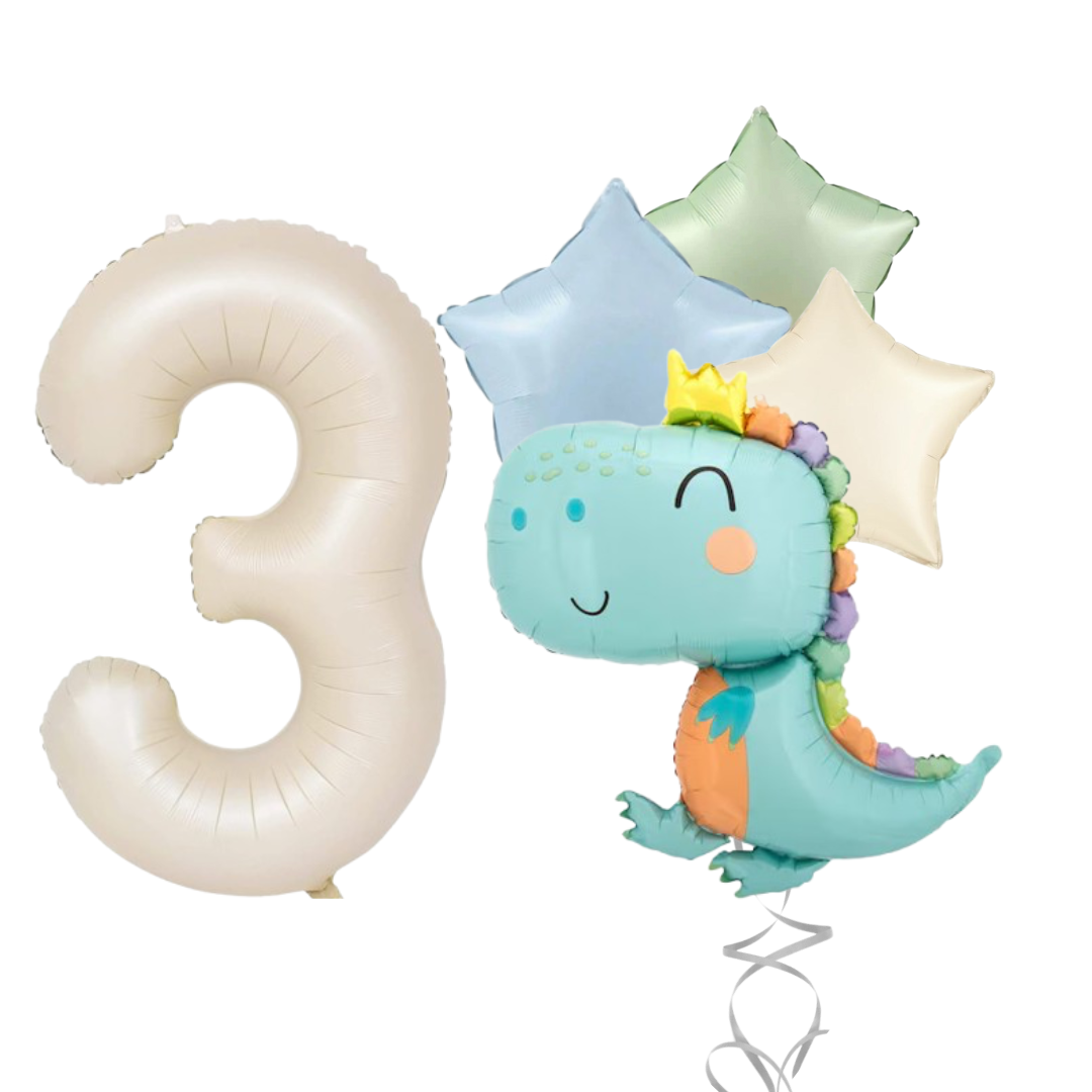 Dinosaur Number Balloon Set 40” Pastel Birthday Party Baby Boy Girl Decor 0-9
