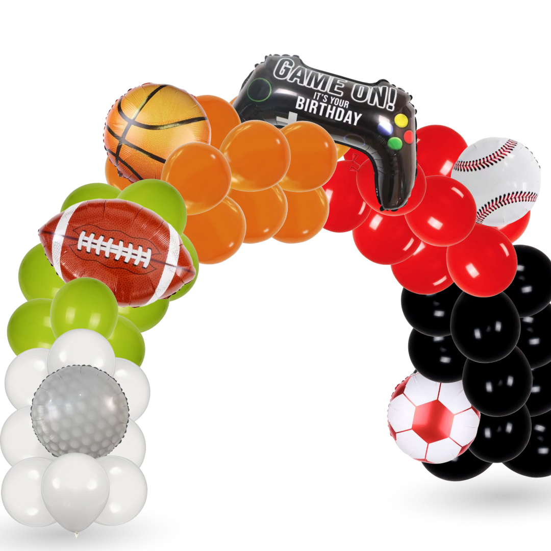 Sports Birthday Balloon Arch Kit – 70 Pcs Football Basketball Gamer Party Set