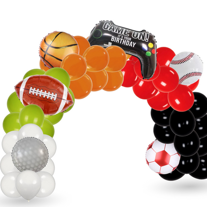 Sports Birthday Balloon Arch Kit – 70 Pcs Football Basketball Gamer Party Set