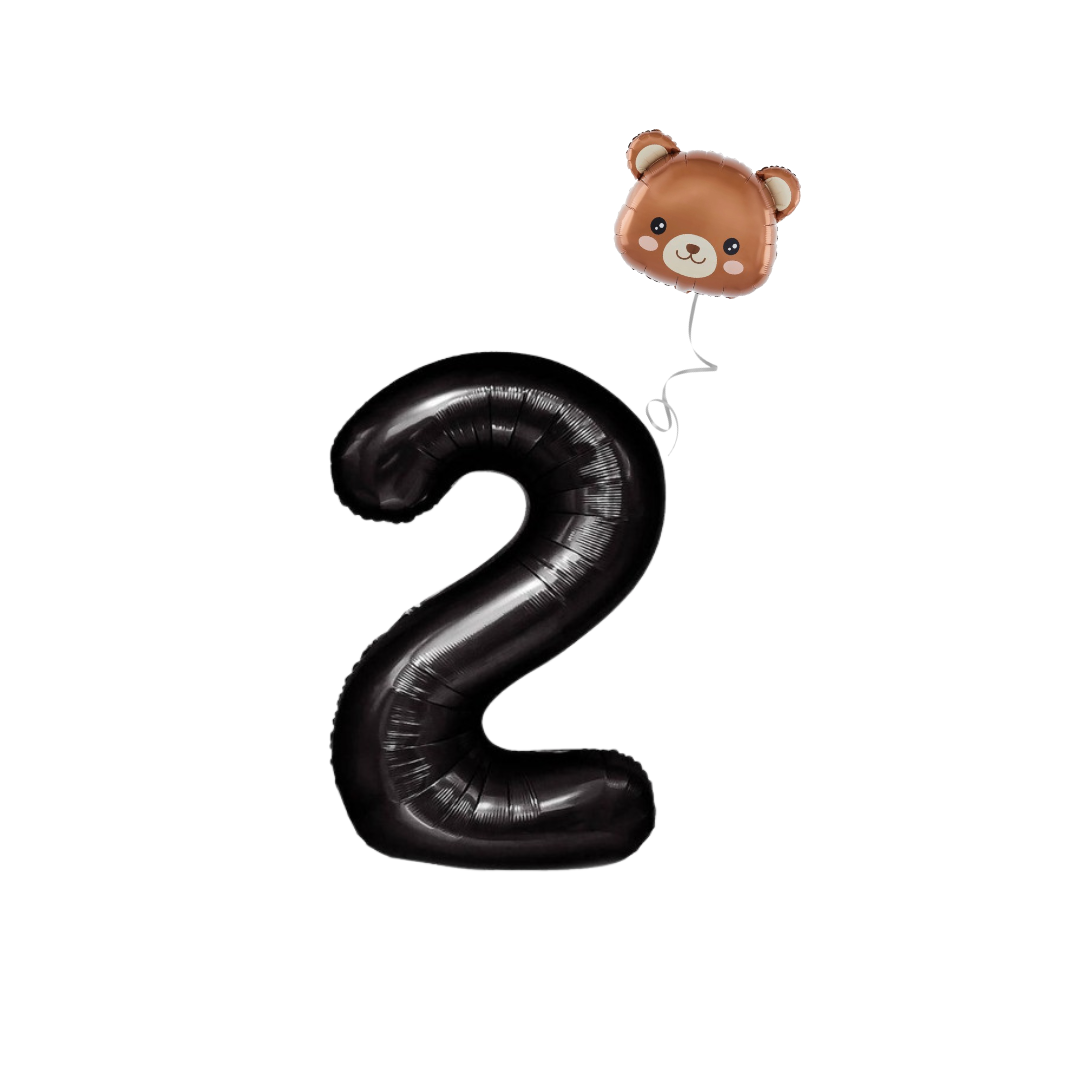 Baby Shower teddy Bear Balloons Set 40" BLACK Numbers pack 1st 2nd 3rd birthday