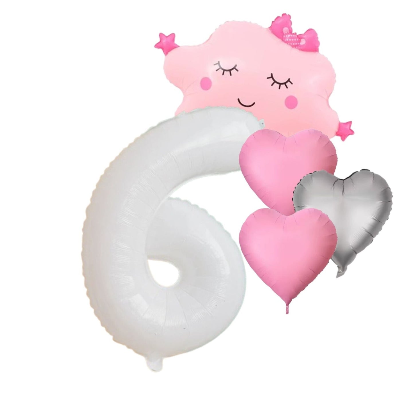 Foil Number Balloons Set 1-9 Helium Balloons for Girls Birthday Pink & Silver