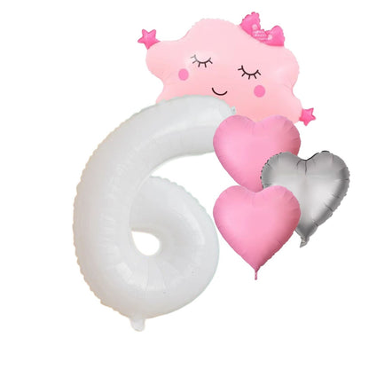 Foil Number Balloons Set 1-9 Helium Balloons for Girls Birthday Pink & Silver