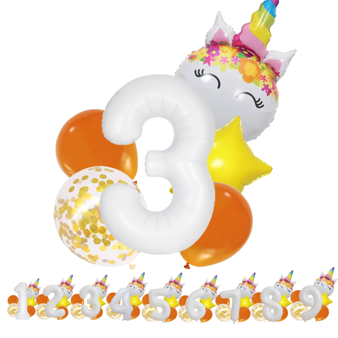 Unicorn Numbers  Balloon Set princess Foil Balloons for Girls Birthday Party dec