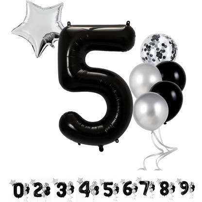 40" Black Number Balloons Foil Helium/Air | Giant Self Inflating Birthday Party