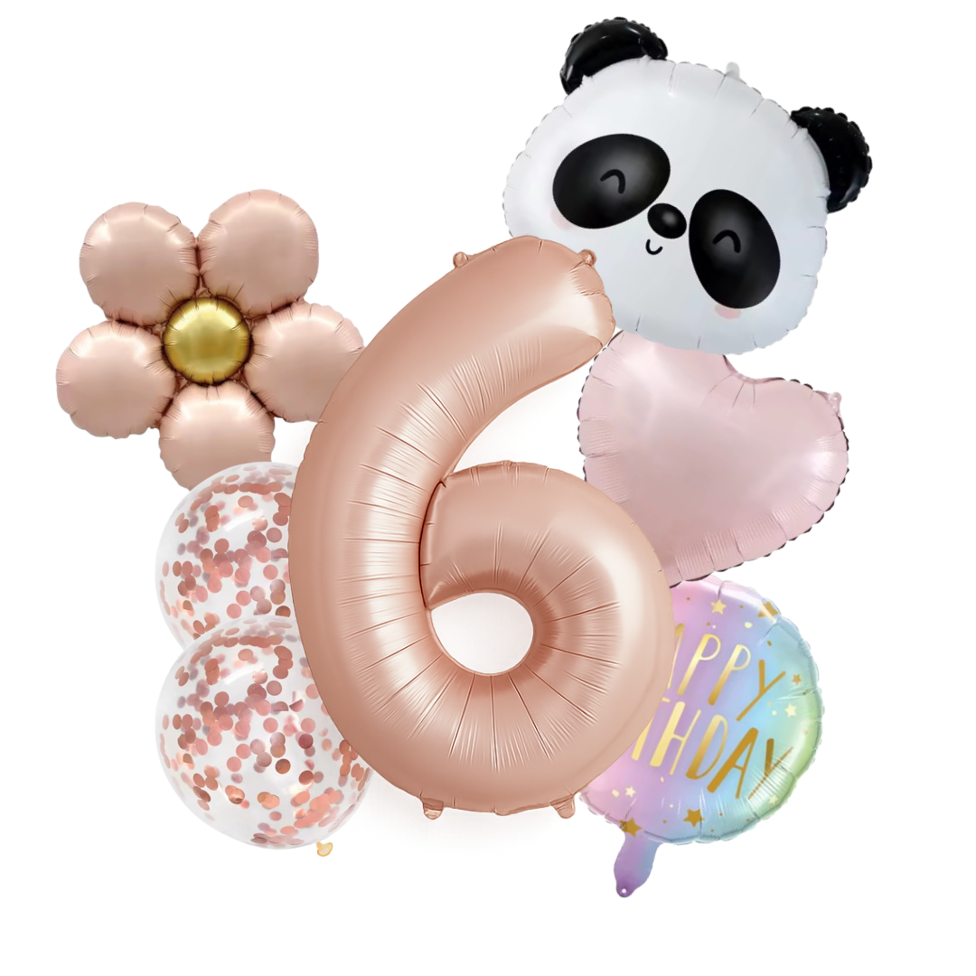 1st -9th Birthday Balloons Girl Set – Panda, Rose Gold Number, Party Decorations