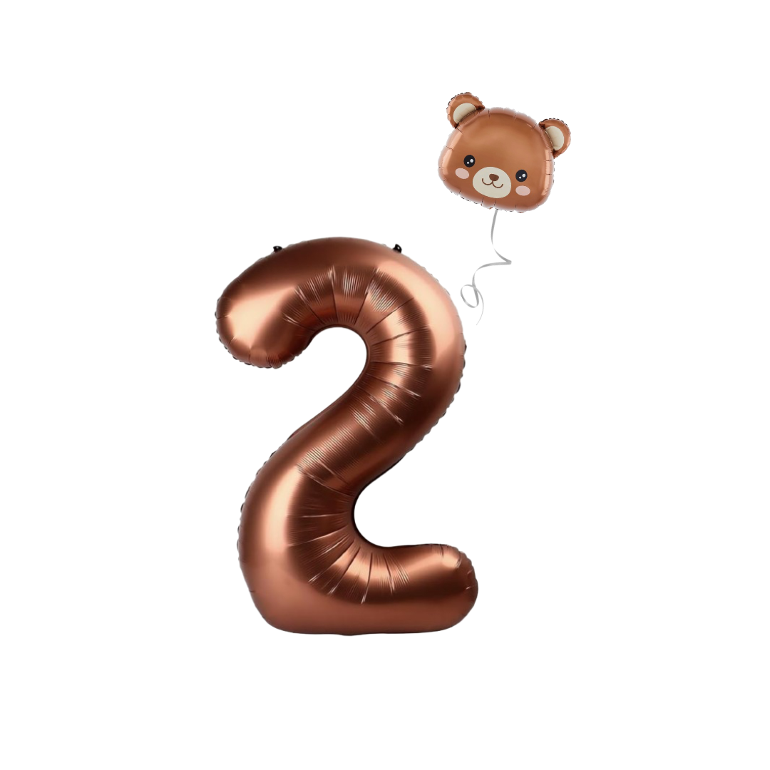 Baby Shower teddy Bear Balloons Set 40" Brown Numbers pack 1st 2nd 3rd birthday