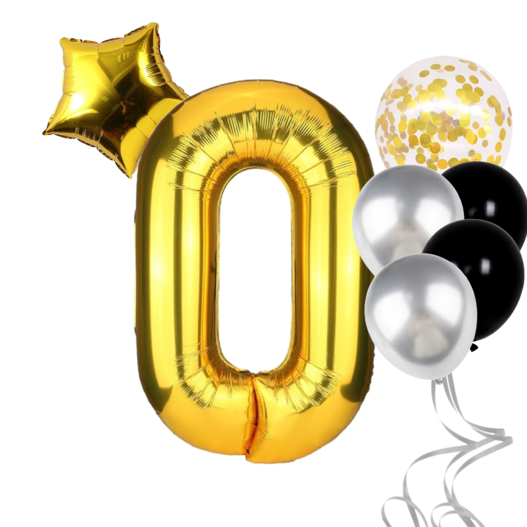 40" Giant Number Foil Balloon with Star & Confetti | Birthday Party Decorations