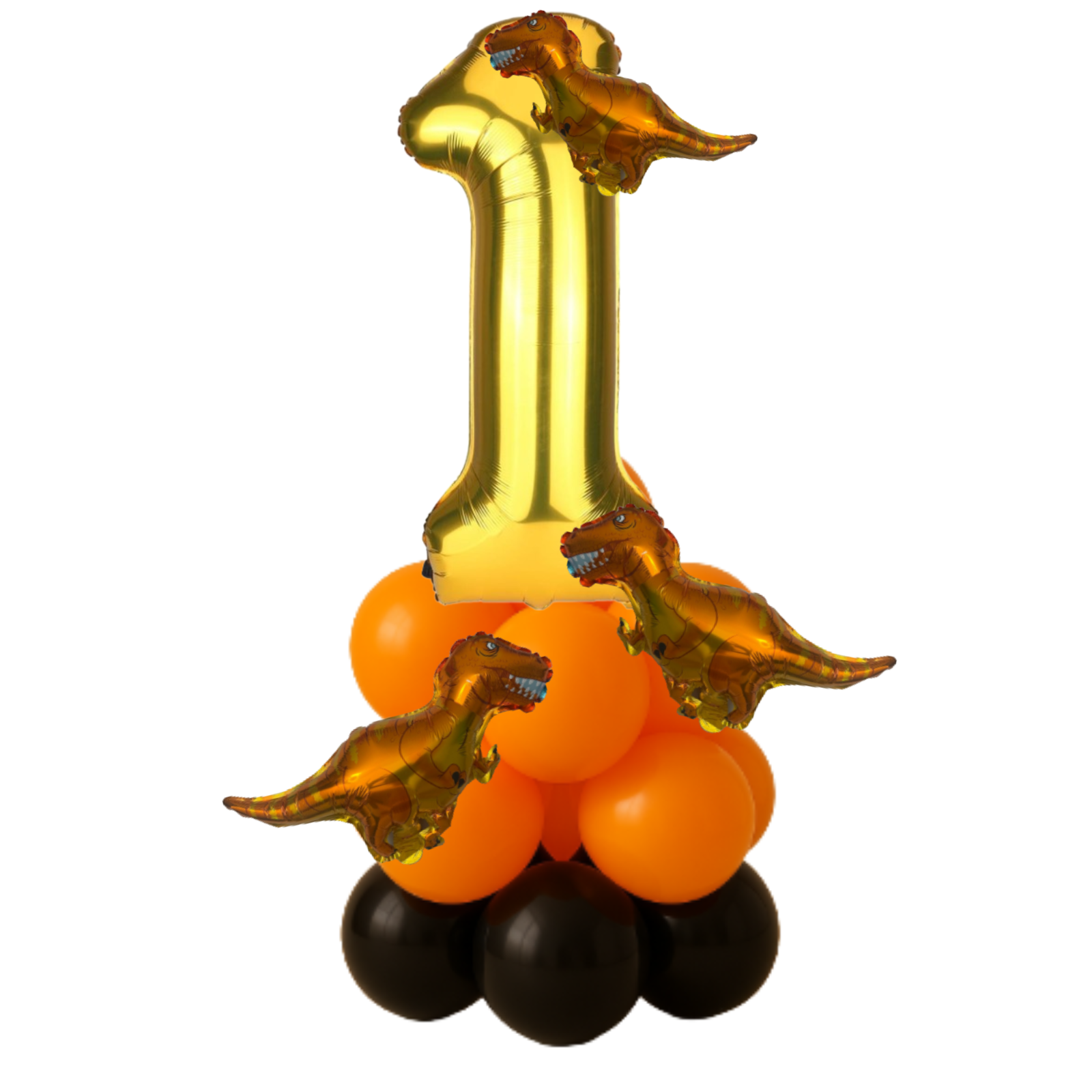 Dinosaur Balloon Display Age 7 Birthday Party Decoration for Boy – Orange, Black