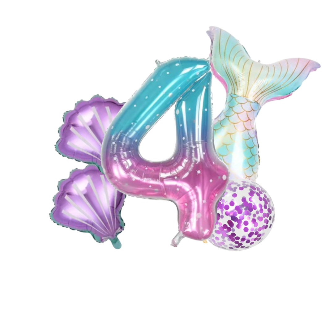 40 Inch Jellyfish Balloon Kit – Mermaid Foil Shells & Tail – Birthday Party Supp