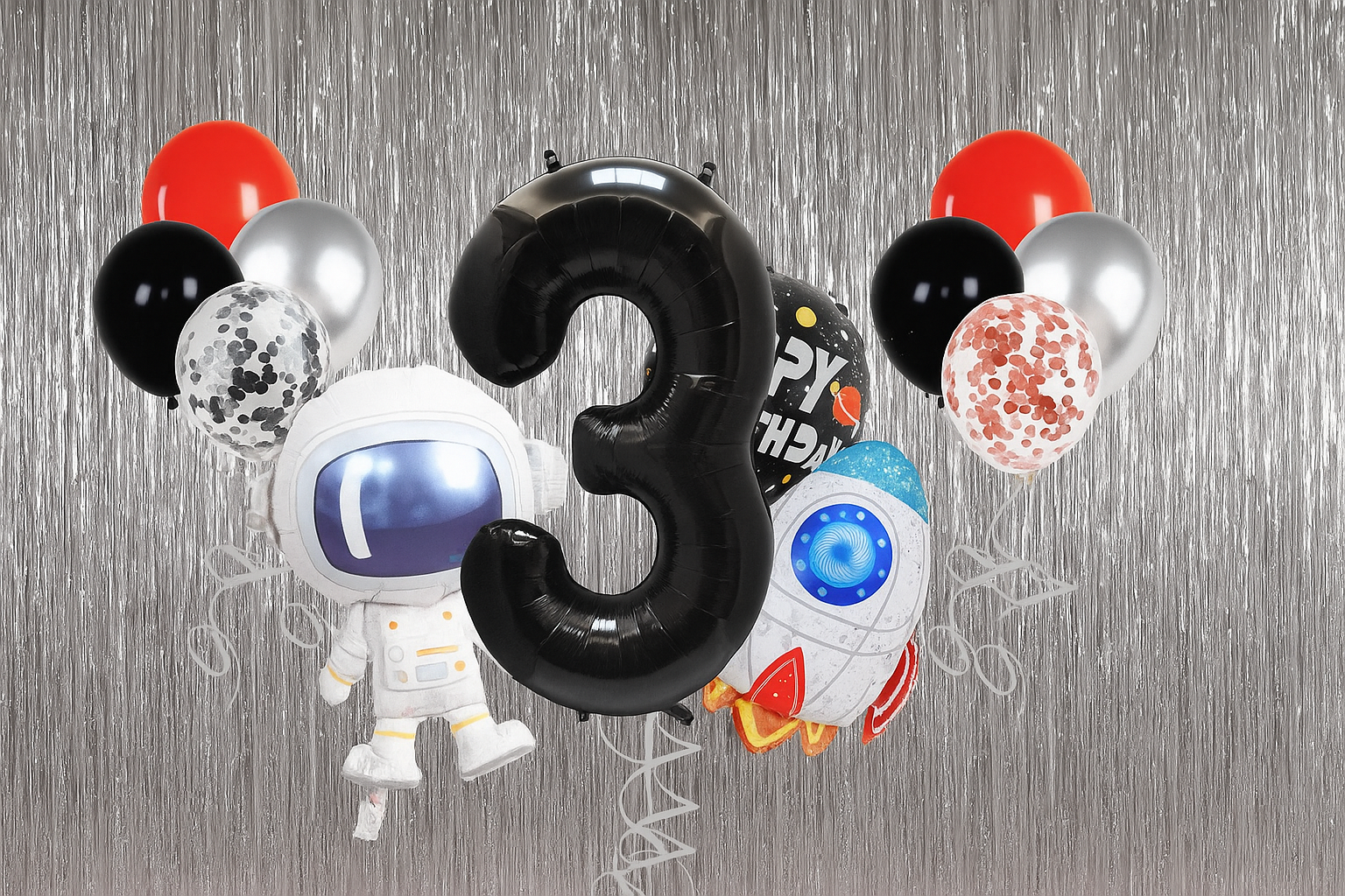 Astronaut Space Theme Foil Balloon Set 40'' Number Birthday Party Decor for kid