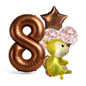 1st Birthday Balloon Set – Squirrel Foil, Confetti, Star & Bronze Number