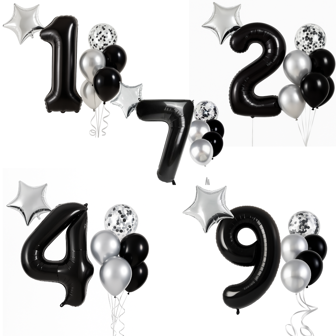 40" Black Number Balloons Foil Helium/Air | Giant Self Inflating Birthday Party