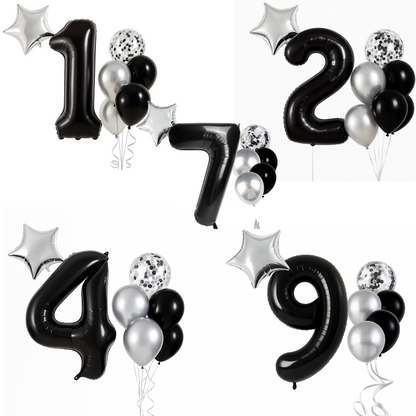 40" Black Number Balloons Foil Helium/Air | Giant Self Inflating Birthday Party