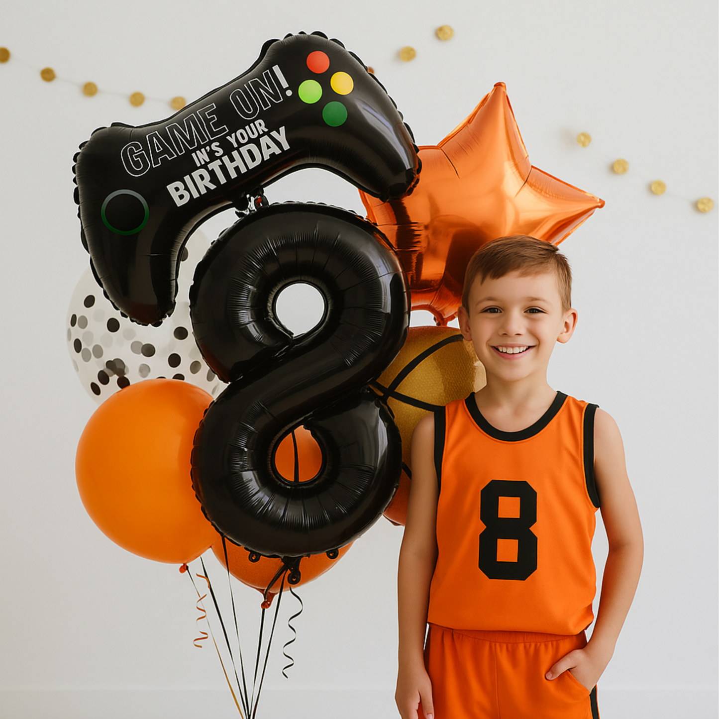 1-9 Birthday Balloon Set Gamer Sports Theme Foil Number Balloons Controller Bask