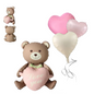 3D Matte Heart Bear Foil Balloon, Birthday, Valentine's Day, Baby Shower