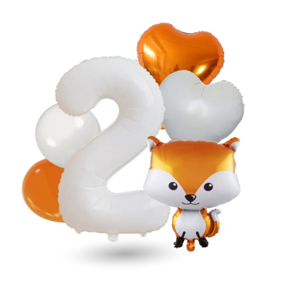 Woodland Balloon Set – Cute Fox + Numbers Balloons 0-9