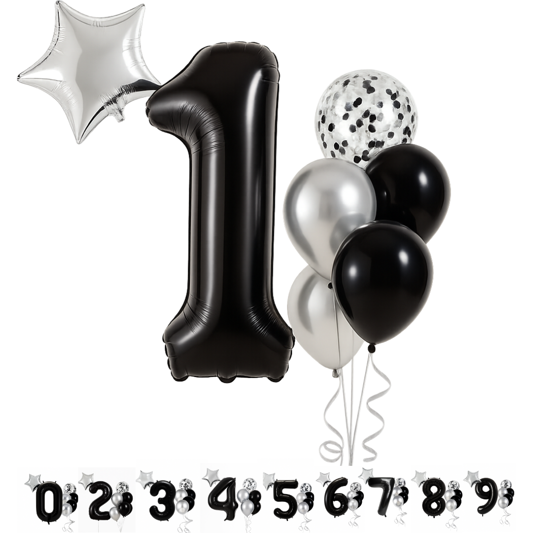 40" Black Number Balloons Foil Helium/Air | Giant Self Inflating Birthday Party