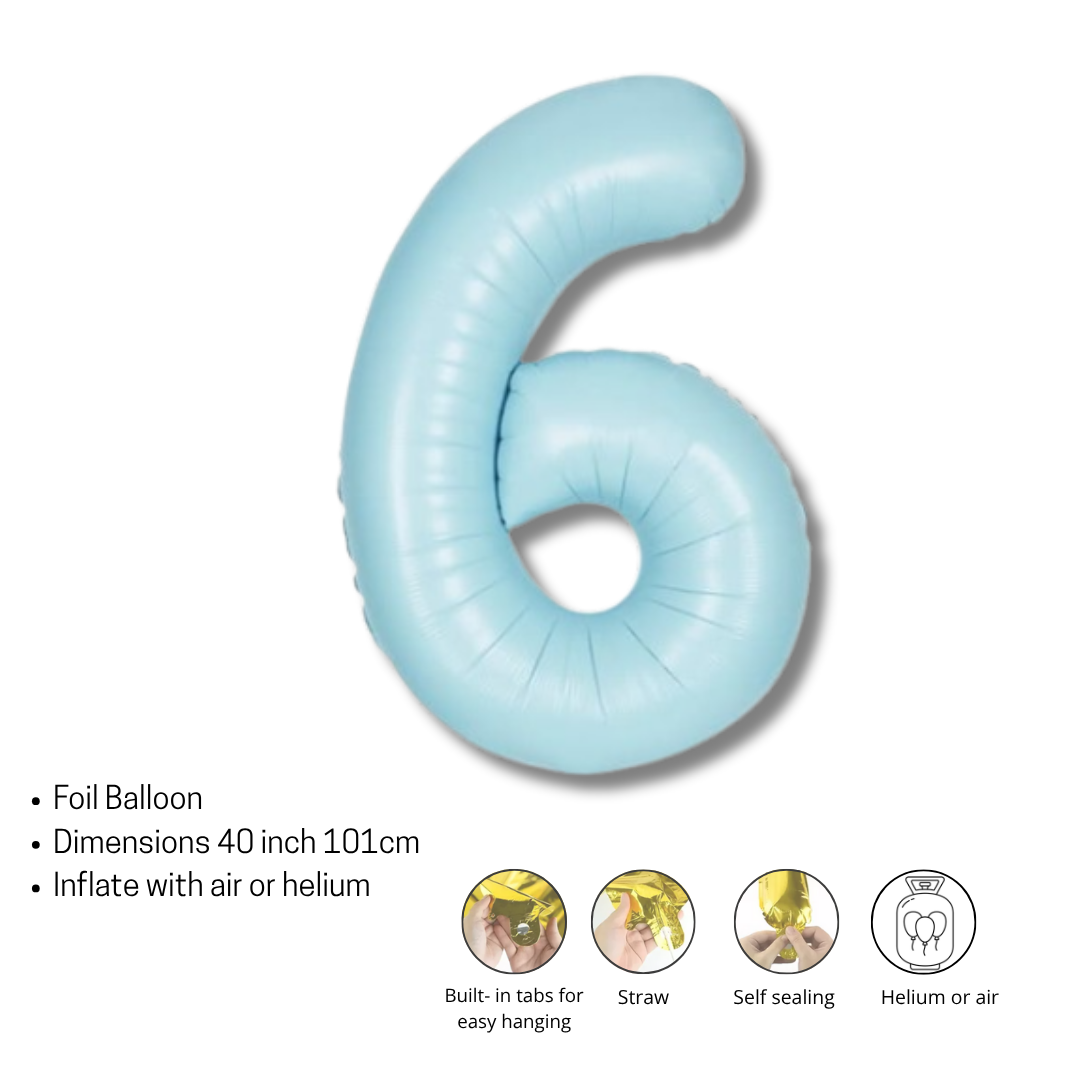 Unicorn Number Balloon Set 0–9 Blue – 40" Foil Birthday Balloons for Girls Party