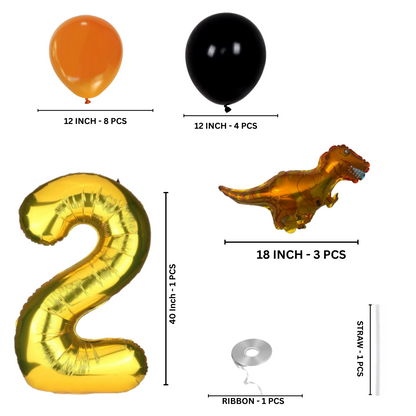 Dinosaur Balloon Display Age 7 Birthday Party Decoration for Boy – Orange, Black