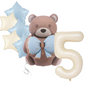 1st Birthday Balloon beige teddy Bear & Star Foil Baby Boy blue Party Decoration