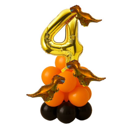 Dinosaur Balloon Display Age 7 Birthday Party Decoration for Boy – Orange, Black
