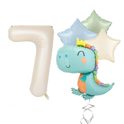 Dinosaur Number Balloon Set 40” Pastel Birthday Party Baby Boy Girl Decor 0-9