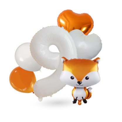 Woodland Balloon Set – Cute Fox + Numbers Balloons 0-9