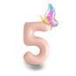 Birthday Balloon – Pink Foil Numbers with Colourful Butterfly – Girl