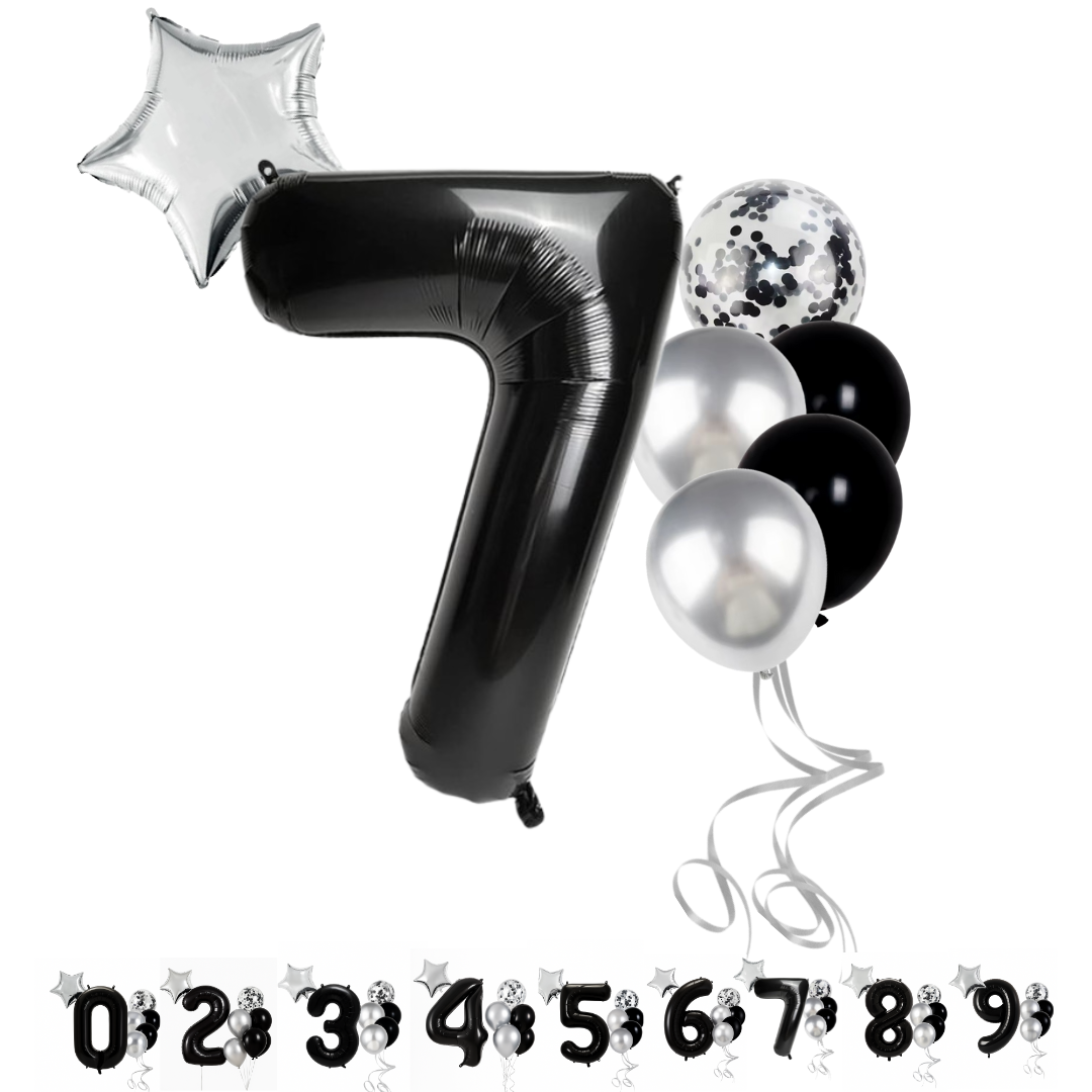 40" Black Number Balloons Foil Helium/Air | Giant Self Inflating Birthday Party