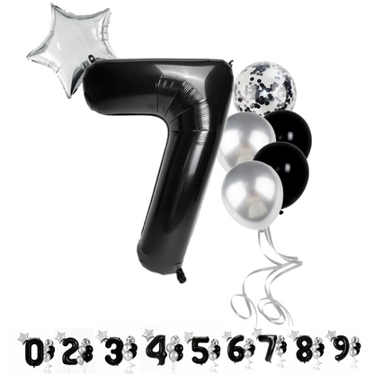 40" Black Number Balloons Foil Helium/Air | Giant Self Inflating Birthday Party