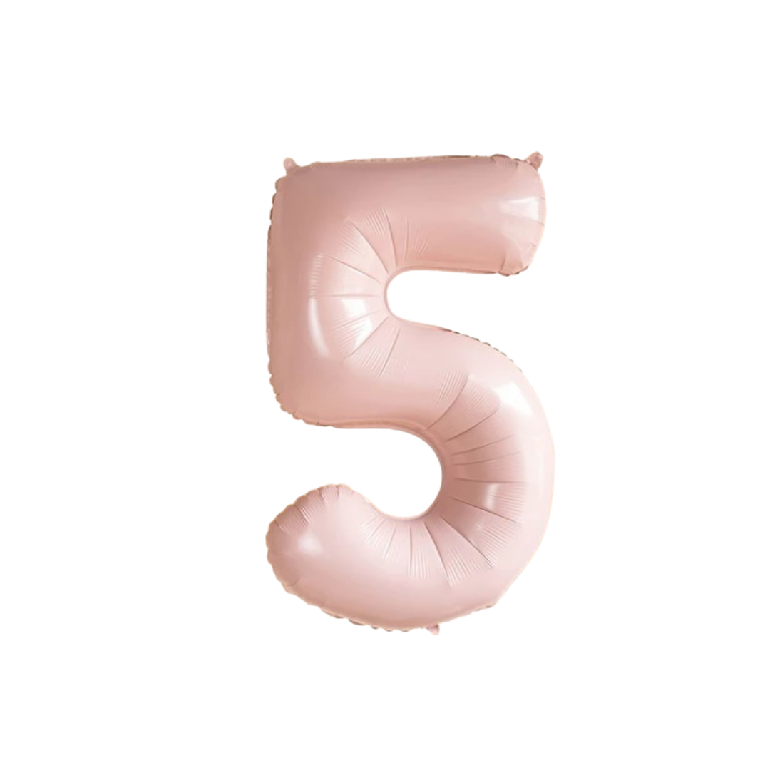 Baby Pink Number 5 Balloon – 40" Foil Birthday Party Decoration